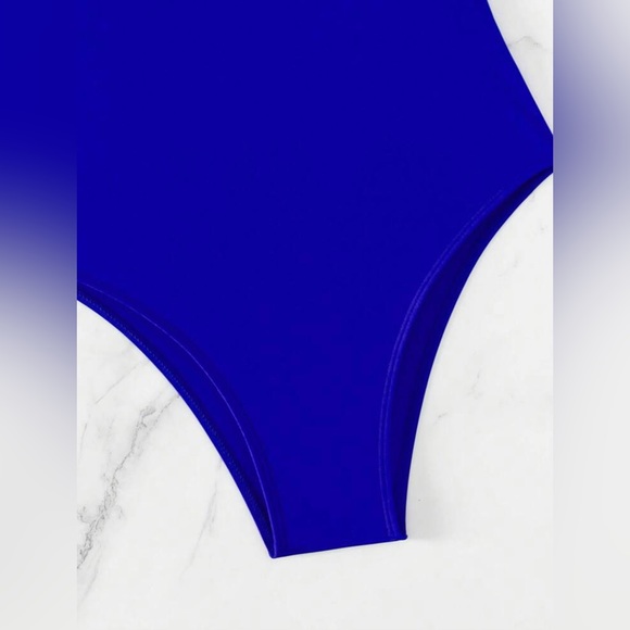 Royal Blue Criss Cross Backless One Piece Swimsuit - Picture 5 of 8
